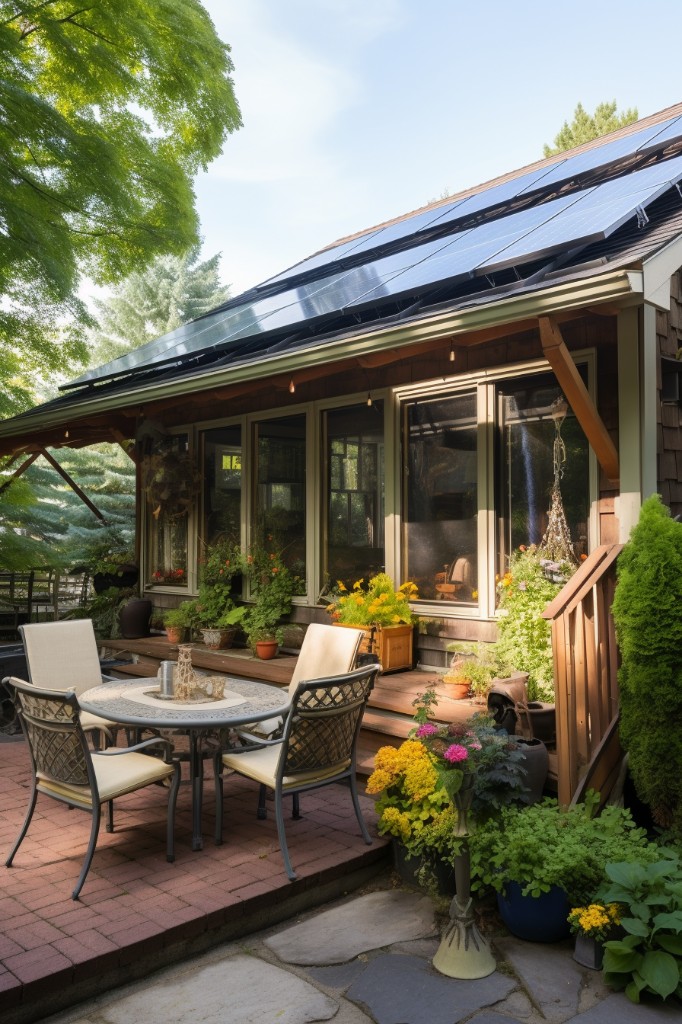 combination of solar and traditional panels for patio