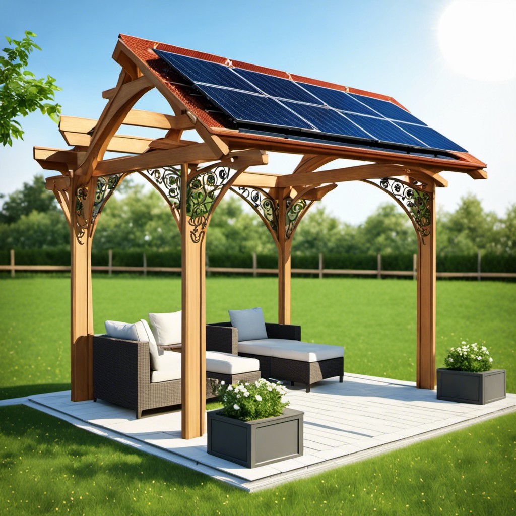 designer solar panel arbor with decorative elements