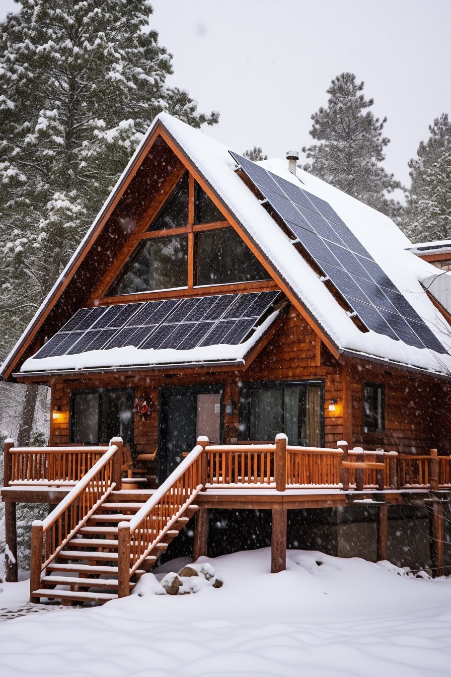 elevated solar panel roof to allow for snowfall