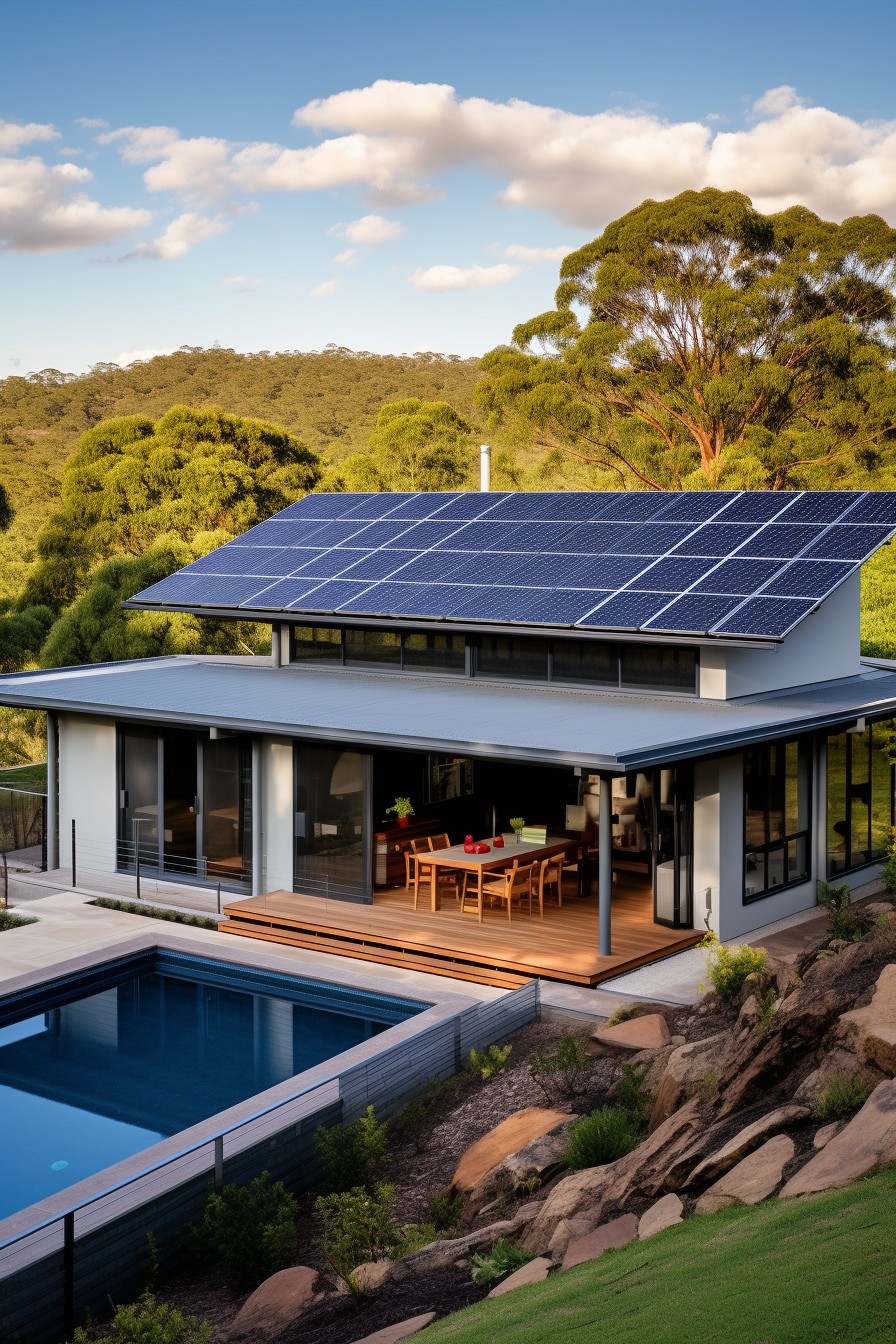 sleek solar skillion roof with seamless panel integration